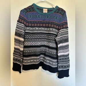 (nude) Stripe Metallic Threaded Fair Isle Oversized Sweater Sz 6 Multi Wool